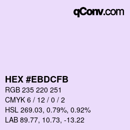 Color code: HEX #EBDCFB | qconv.com