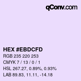 Color code: HEX #EBDCFD | qconv.com