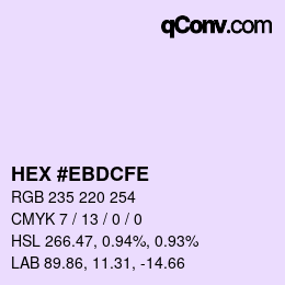 Color code: HEX #EBDCFE | qconv.com