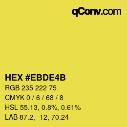 Color code: HEX #EBDE4B | qconv.com