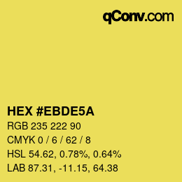 Color code: HEX #EBDE5A | qconv.com