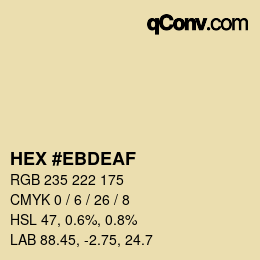 Color code: HEX #EBDEAF | qconv.com