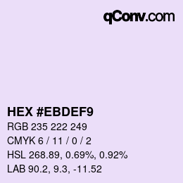 Color code: HEX #EBDEF9 | qconv.com
