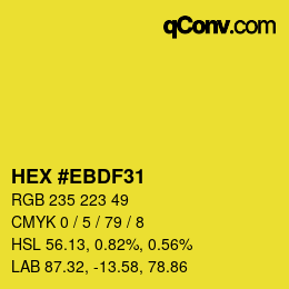 カラーコード: HEX #EBDF31 | qconv.com