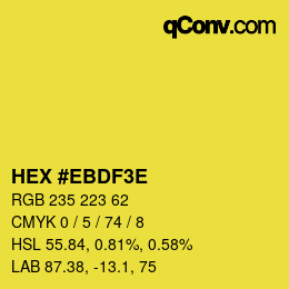 Code couleur: HEX #EBDF3E | qconv.com