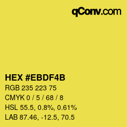 Farbcode: HEX #EBDF4B | qconv.com