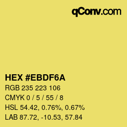 Color code: HEX #EBDF6A | qconv.com