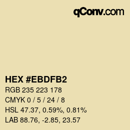 Farbcode: HEX #EBDFB2 | qconv.com