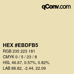 Color code: HEX #EBDFB5 | qconv.com