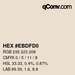 Farbcode: HEX #EBDFD0 | qconv.com