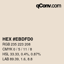 Code couleur: HEX #EBDFD0 | qconv.com