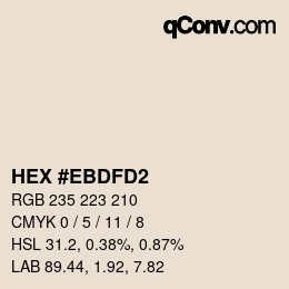 Color code: HEX #EBDFD2 | qconv.com