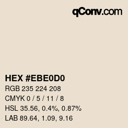 Farbcode: HEX #EBE0D0 | qconv.com