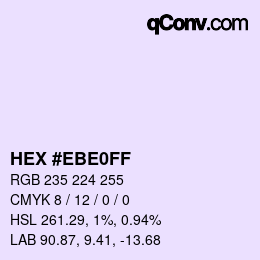 Color code: HEX #EBE0FF | qconv.com