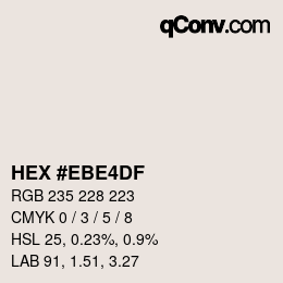 Color code: HEX #EBE4DF | qconv.com