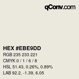 Color code: HEX #EBE9DD | qconv.com