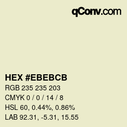 Color code: HEX #EBEBCB | qconv.com