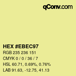 Color code: HEX #EBEC97 | qconv.com