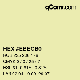 Código de color: HEX #EBECB0 | qconv.com