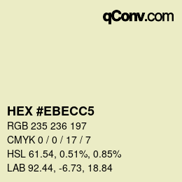 カラーコード: HEX #EBECC5 | qconv.com