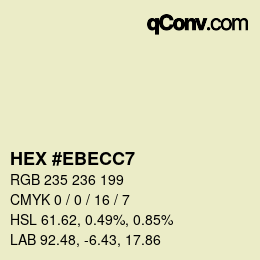 颜色代码: HEX #EBECC7 | qconv.com