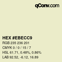 カラーコード: HEX #EBECC9 | qconv.com