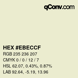 Farbcode: HEX #EBECCF | qconv.com