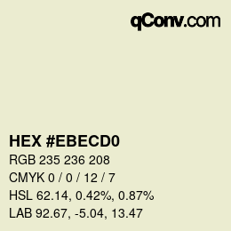 Color code: HEX #EBECD0 | qconv.com
