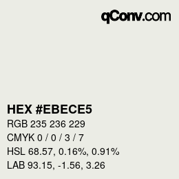 Farbcode: HEX #EBECE5 | qconv.com