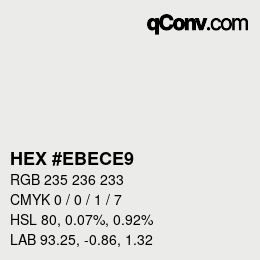 Color code: HEX #EBECE9 | qconv.com