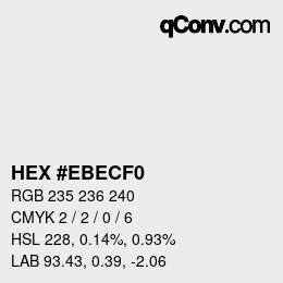 Farbcode: HEX #EBECF0 | qconv.com