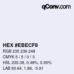 Color code: HEX #EBECF8 | qconv.com