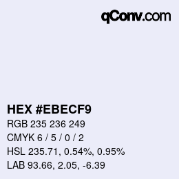 カラーコード: HEX #EBECF9 | qconv.com