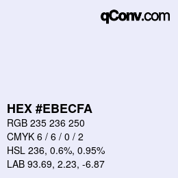 Color code: HEX #EBECFA | qconv.com