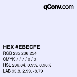 Color code: HEX #EBECFE | qconv.com