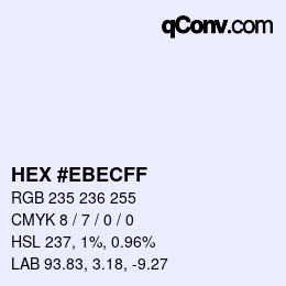 Color code: HEX #EBECFF | qconv.com