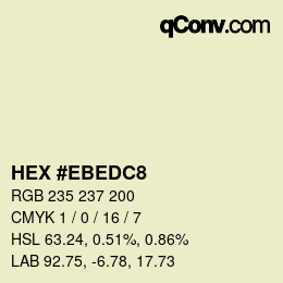 Color code: HEX #EBEDC8 | qconv.com
