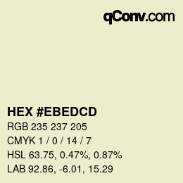 Código de color: HEX #EBEDCD | qconv.com
