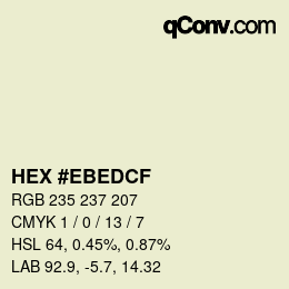 Farbcode: HEX #EBEDCF | qconv.com