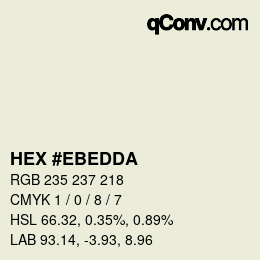 Color code: HEX #EBEDDA | qconv.com