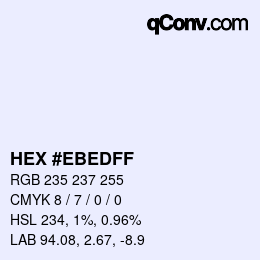 Color code: HEX #EBEDFF | qconv.com