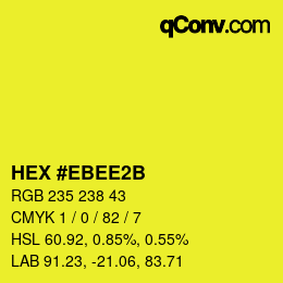 Color code: HEX #EBEE2B | qconv.com