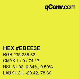 Color code: HEX #EBEE3E | qconv.com