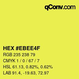 Color code: HEX #EBEE4F | qconv.com
