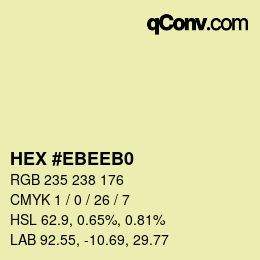 Farbcode: HEX #EBEEB0 | qconv.com