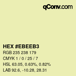 Color code: HEX #EBEEB3 | qconv.com