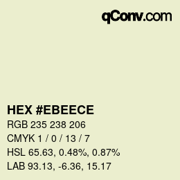 Color code: HEX #EBEECE | qconv.com