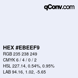 Color code: HEX #EBEEF9 | qconv.com