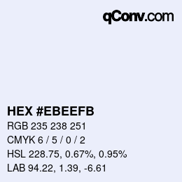 Color code: HEX #EBEEFB | qconv.com