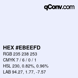 Color code: HEX #EBEEFD | qconv.com
